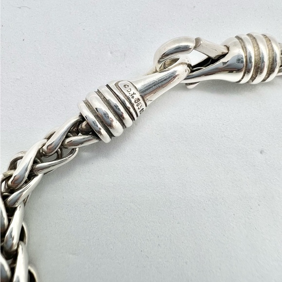 David Yurman 14k Yellow Gold & Sterling Silver Black Onyx Wheat Chain Necklace - Picture 9 of 12